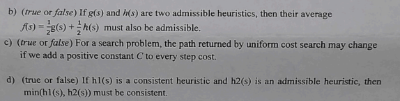 b ) ( true or false ) If g ( s ) and h ( s ) are