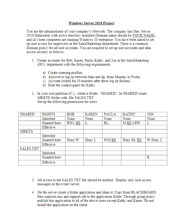 Windows Server 2 0 1 6 Project You are the