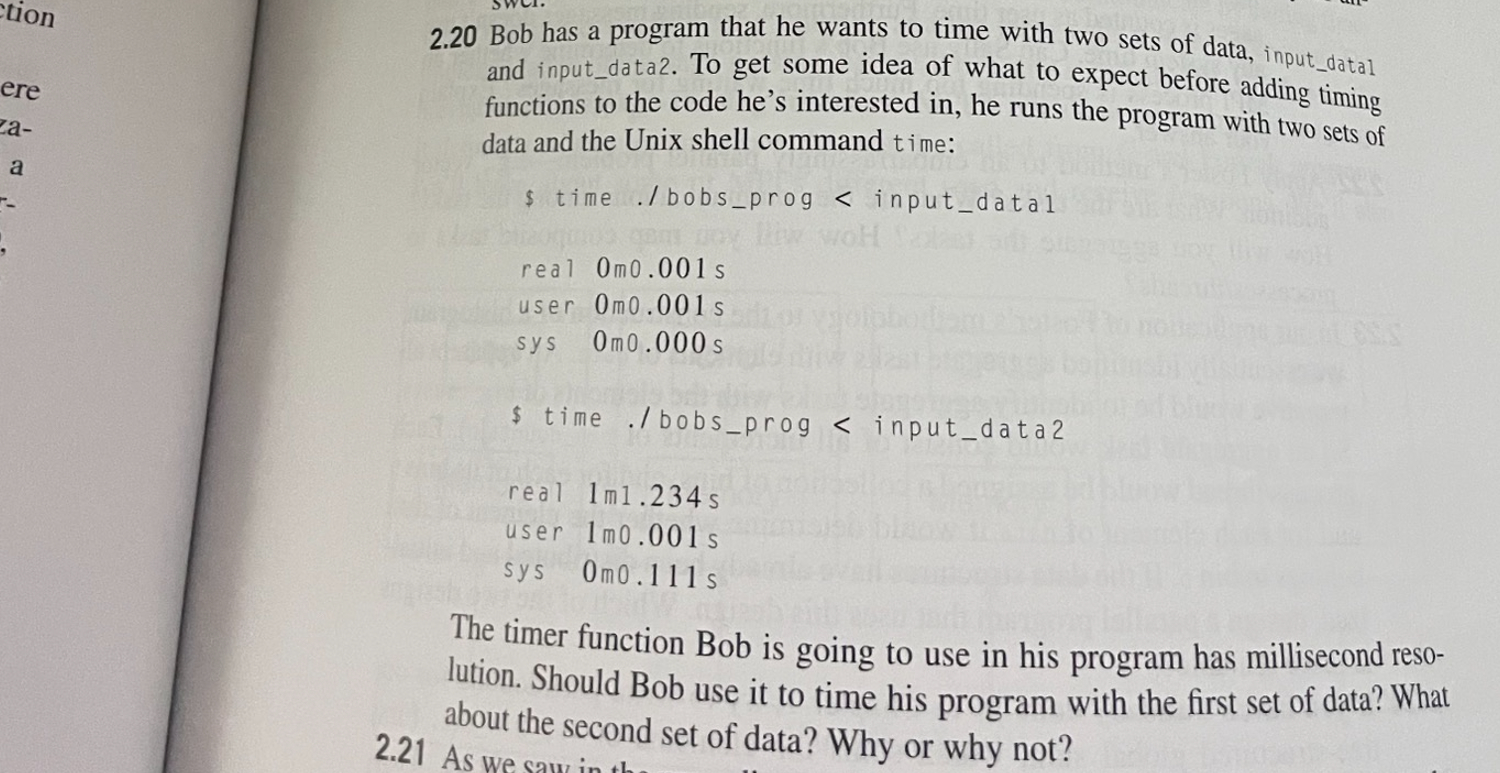 2 . 2 0 Bob has a program that he wants to time