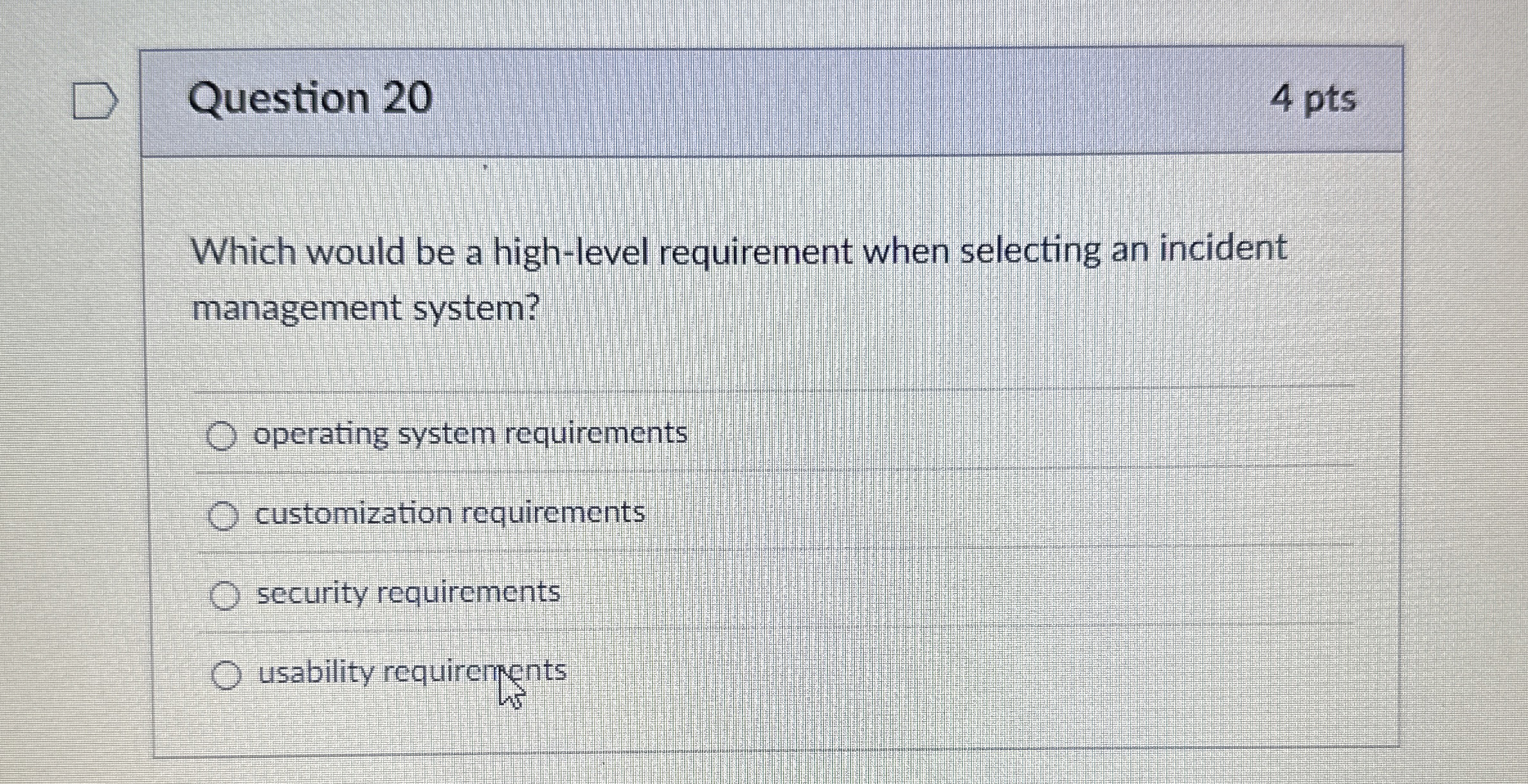 Question 2 0 Which would be a high - level