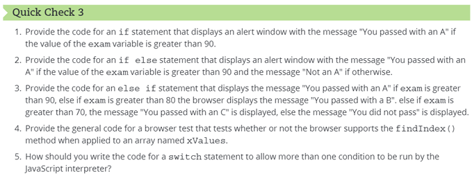 Quick Check 3 Java Script for Web Warriors 7 th