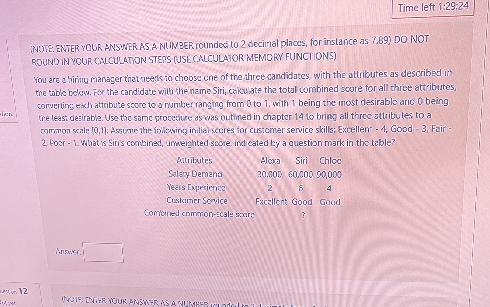 Time left 1:29:24 (NOTE: ENTER YOUR ANSWER AS A
