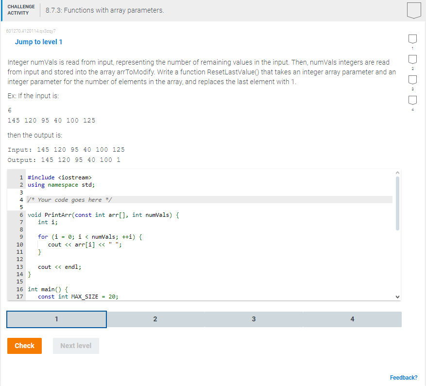 8 . 7 . 3 : Functions with array parameters. int