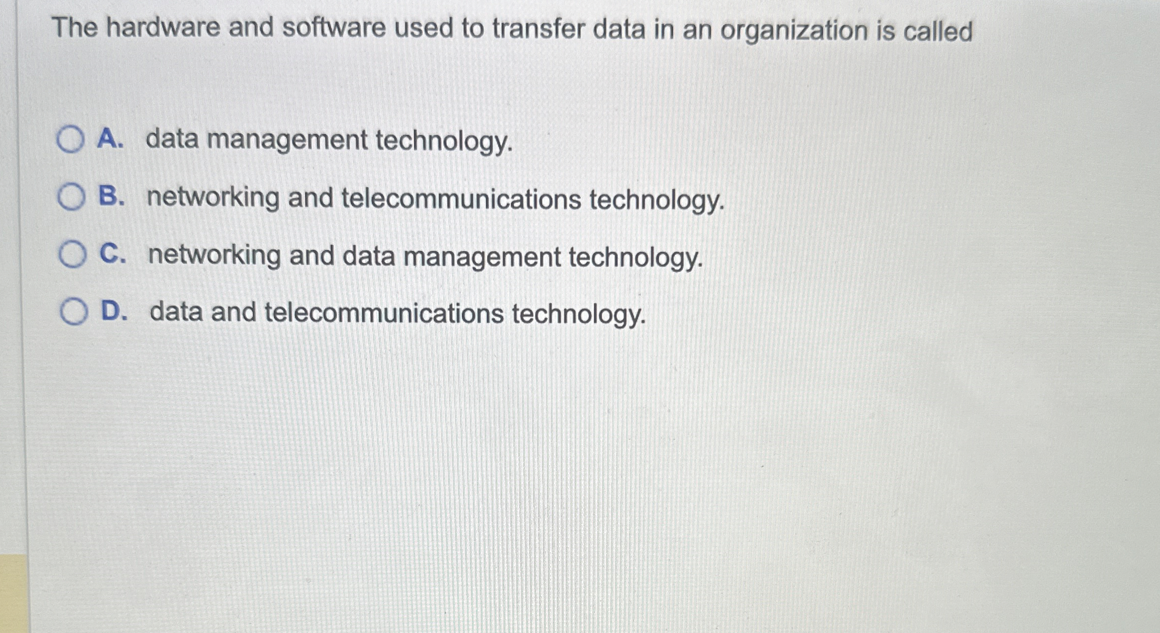 The hardware and software used to transfer data