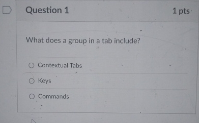 Question 1 1 pts What does a group in a tab