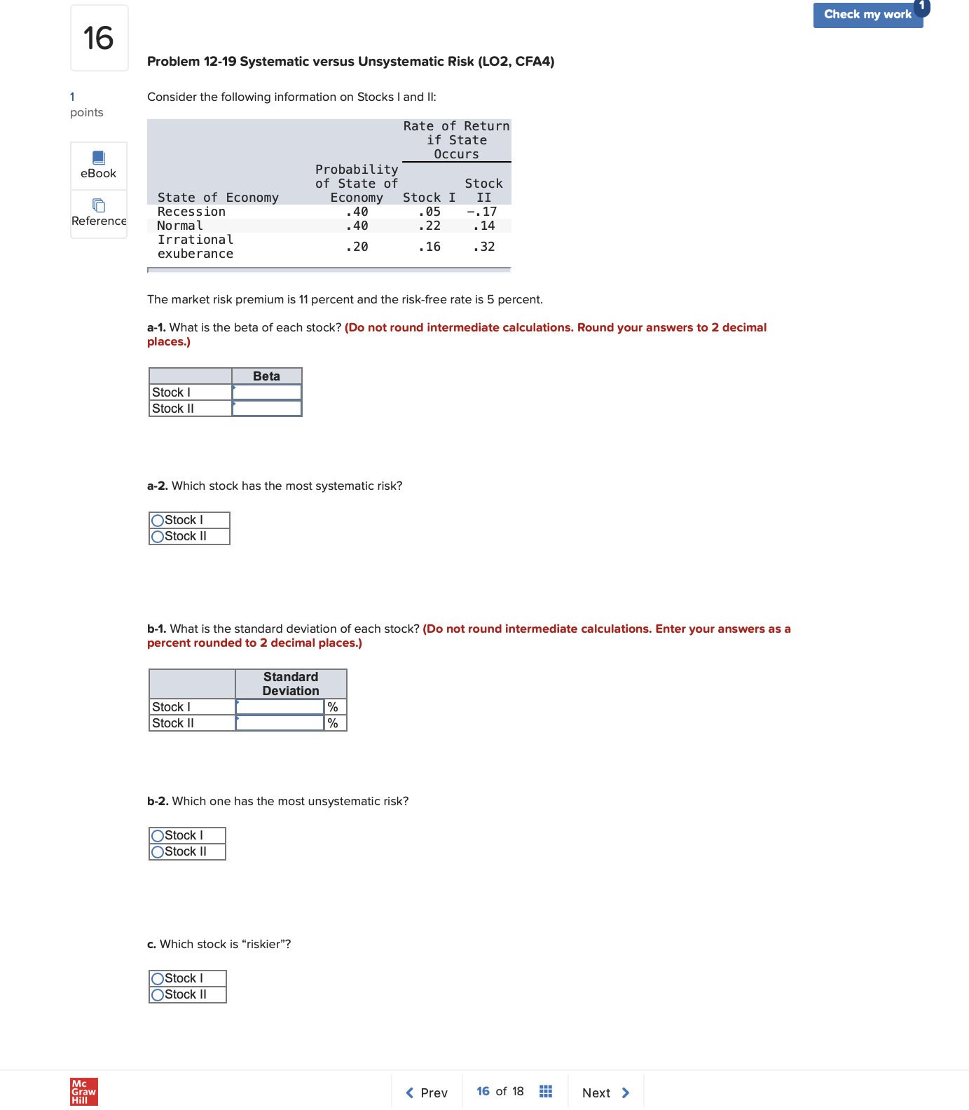 Check my work 16 Problem 12-19 Systematic versus