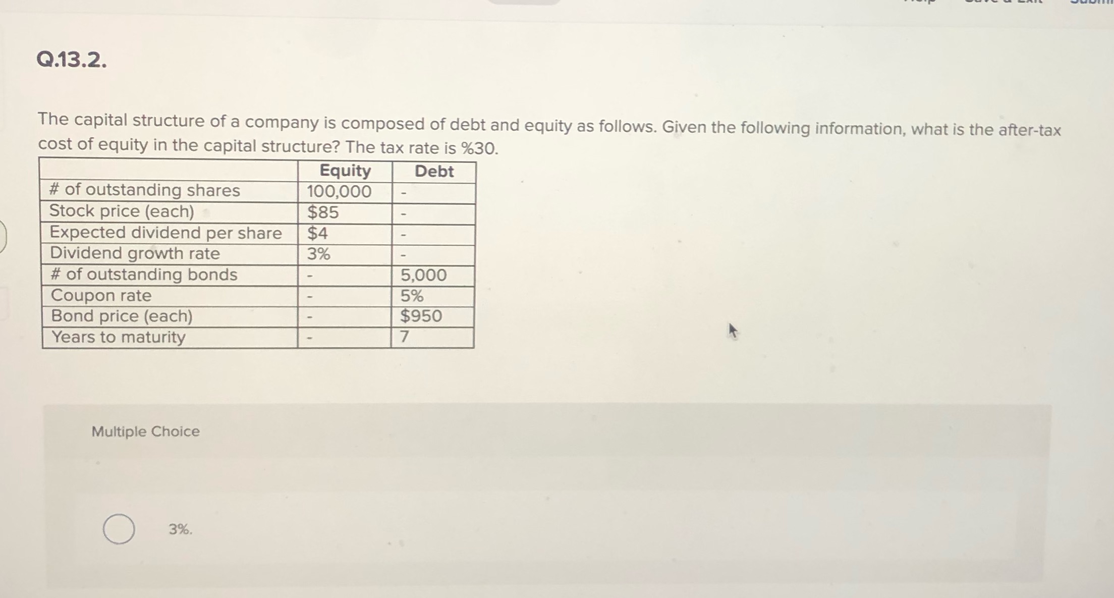 1. Multiple choice. All in %A. 3B. 5.4C. 4D. 5E.