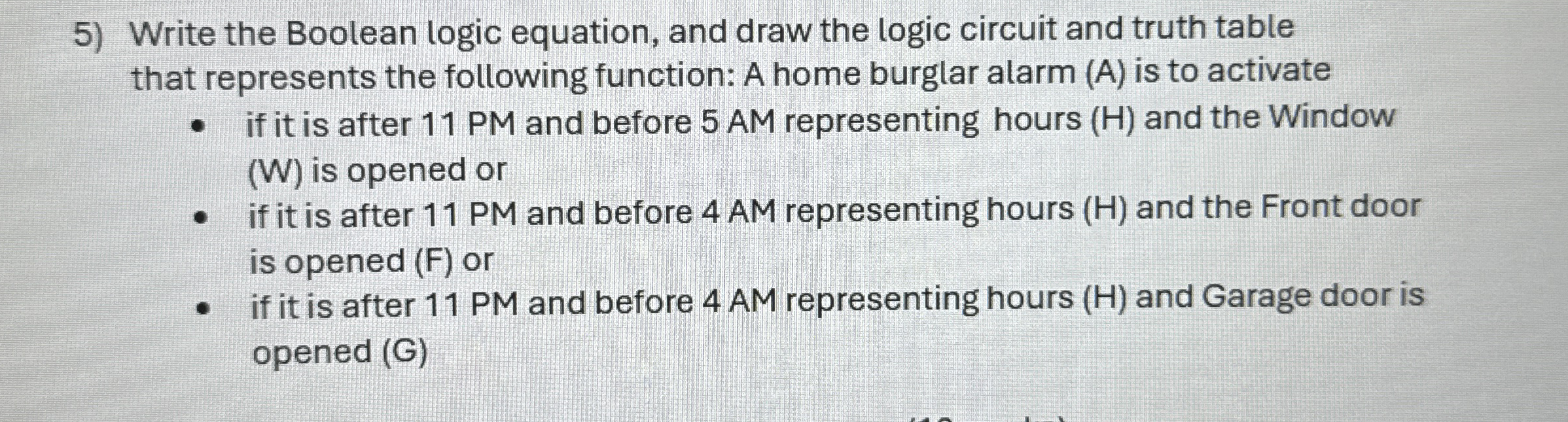 Write the Boolean logic equation, and draw the