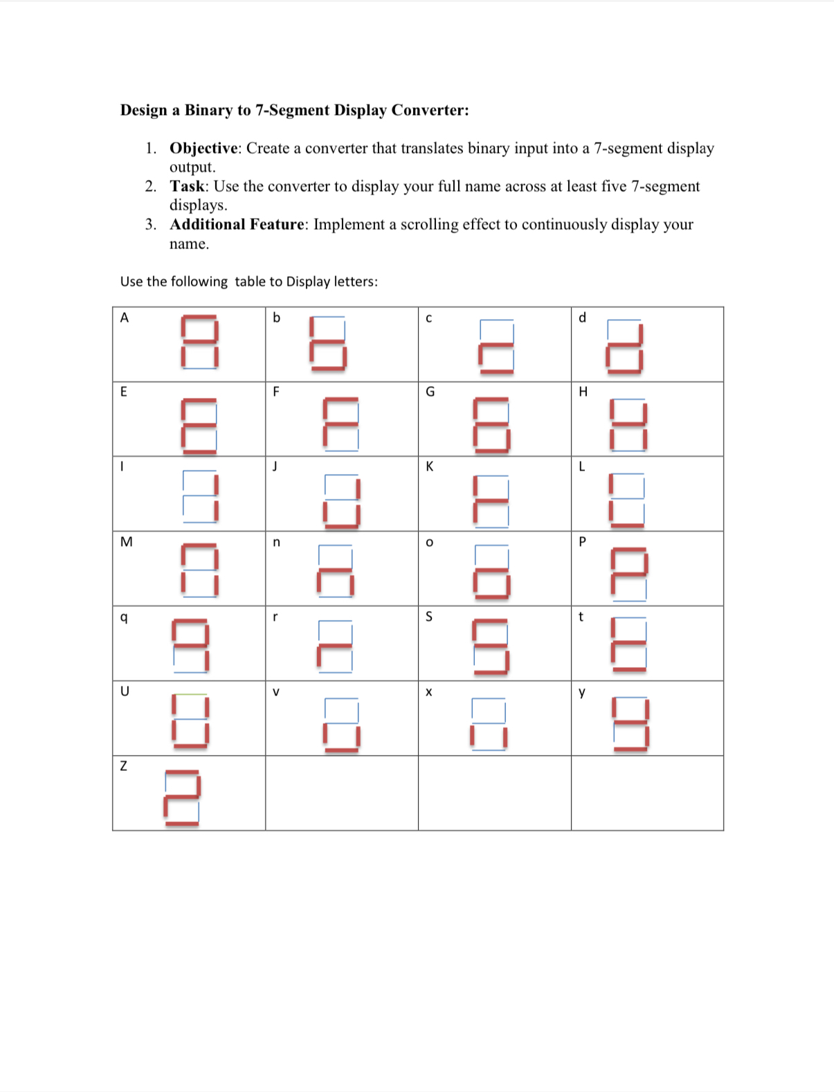 Design a Binary to 7 - Segment Display Converter:
