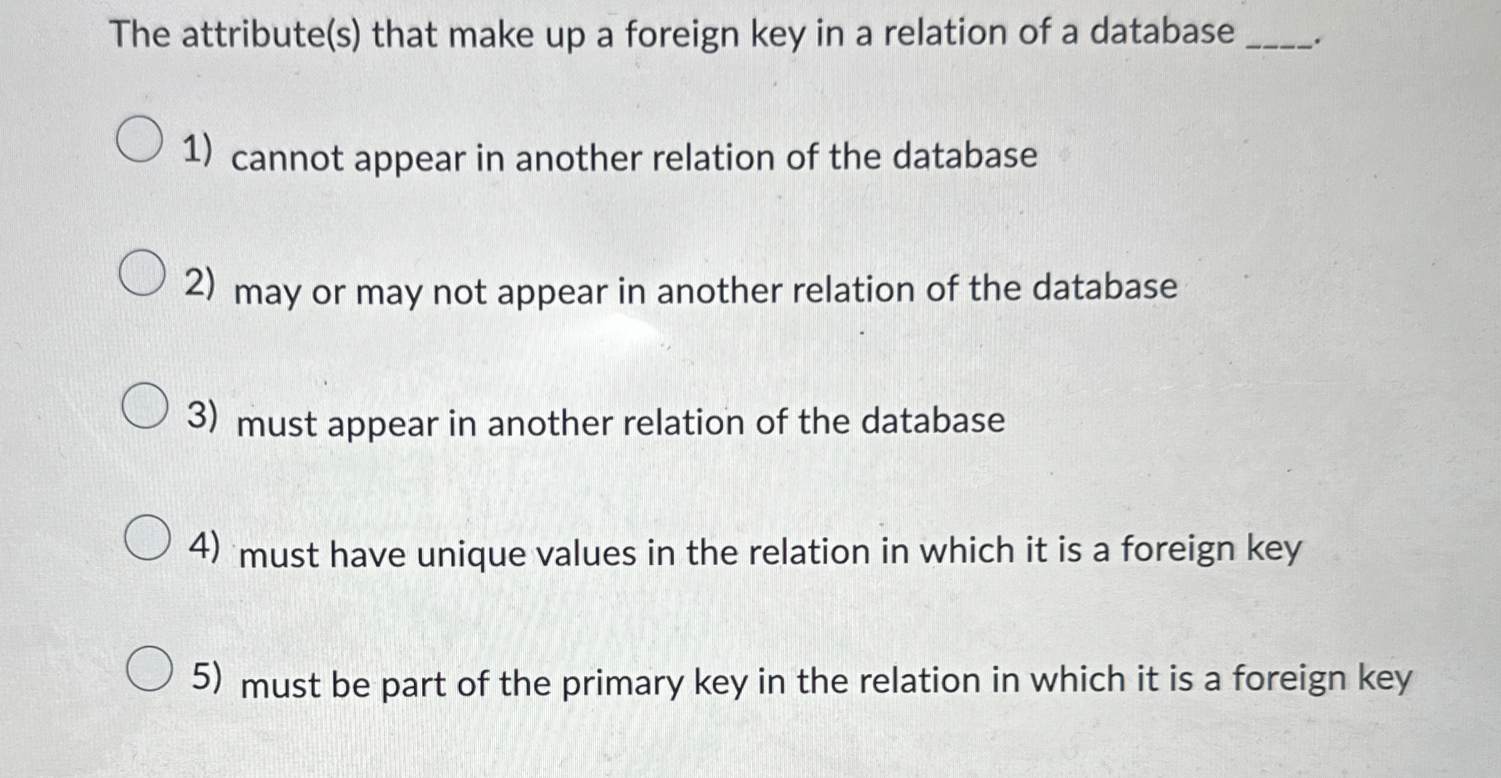 The attribute ( s ) that make up a foreign key in