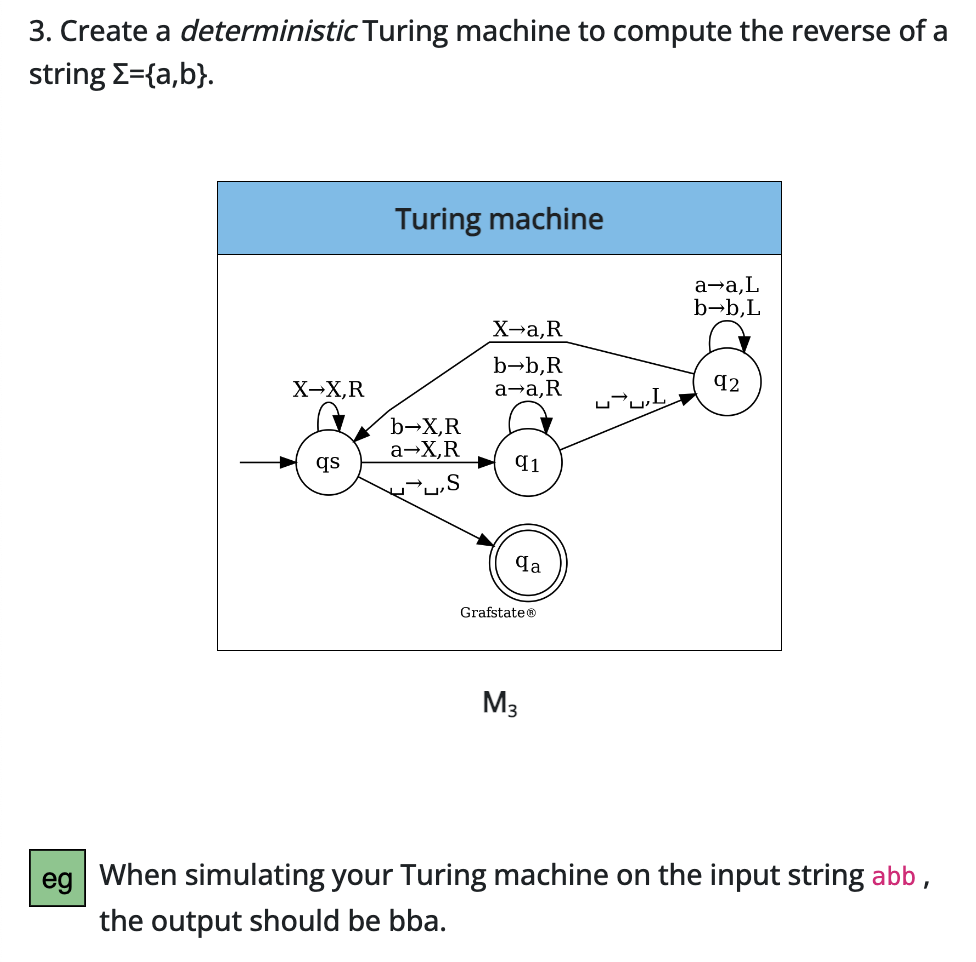 Create a deterministic Turing machine to compute