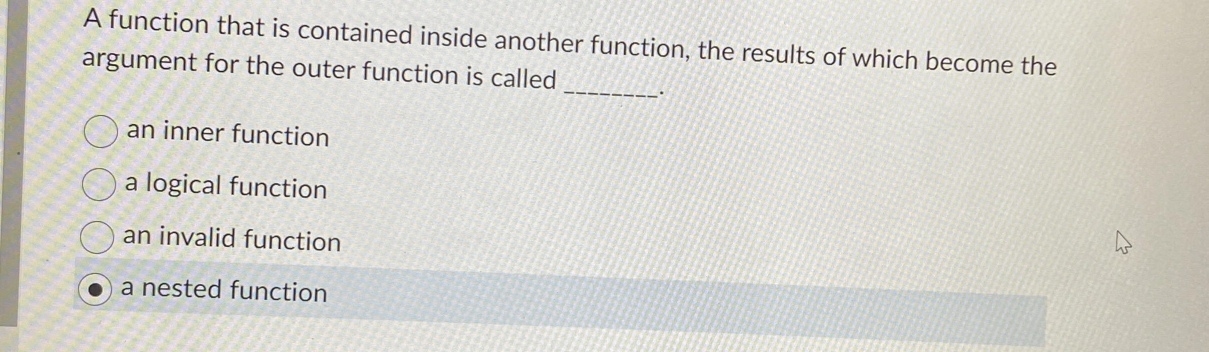 A function that is contained inside another