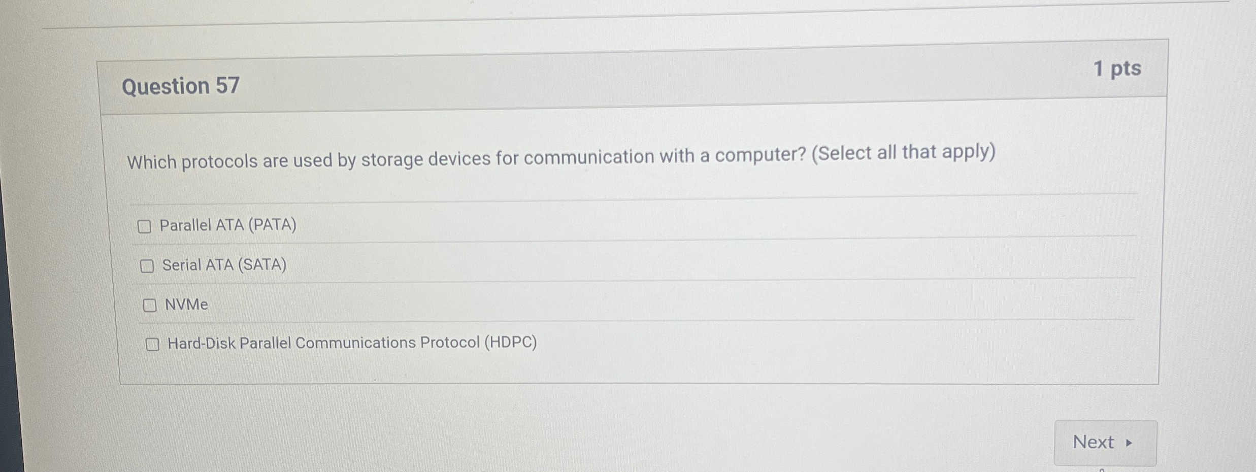 Question 5 7 Which protocols are used by storage