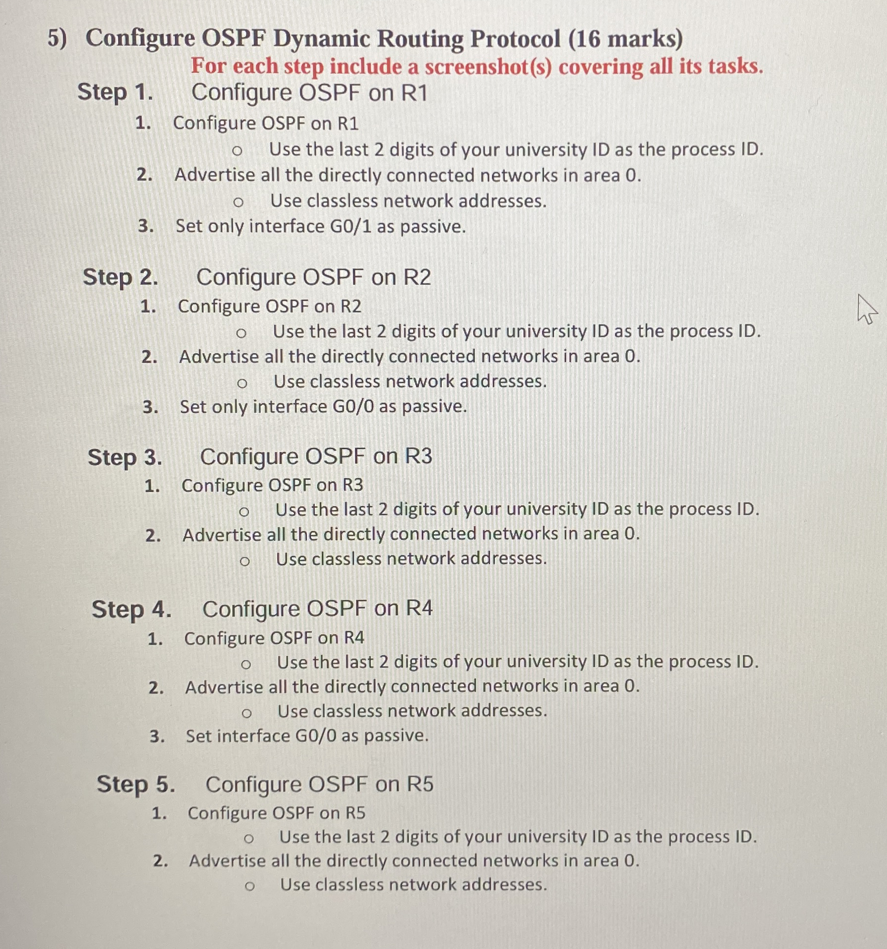 Configure OSPF Dynamic Routing Protocol ( 1 6