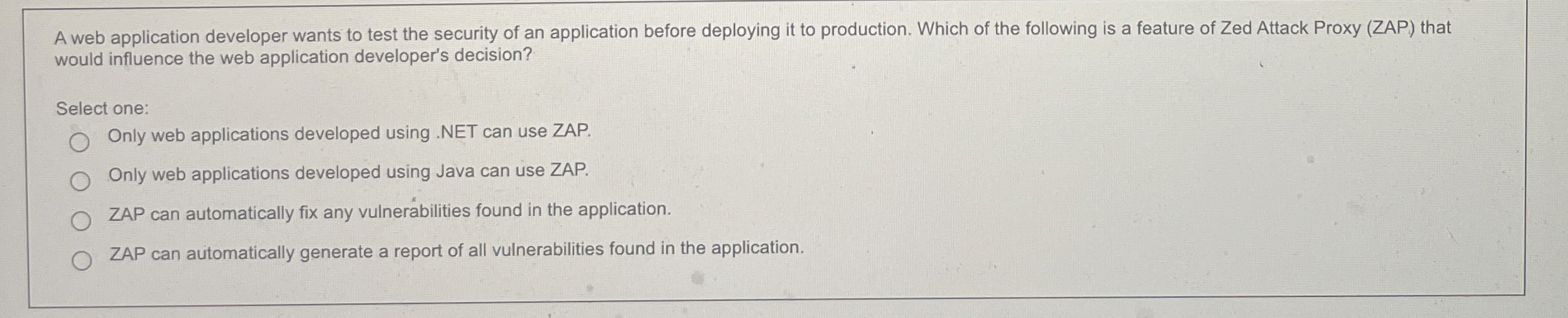 A web application developer wants to test the