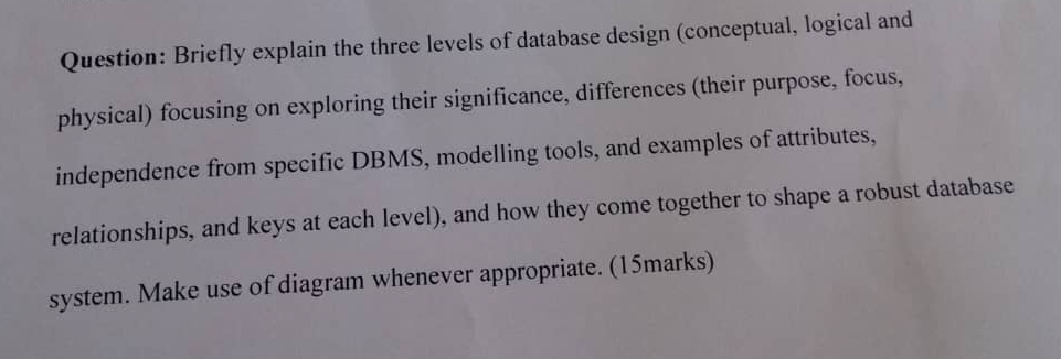 Question: Briefly explain the three levels of