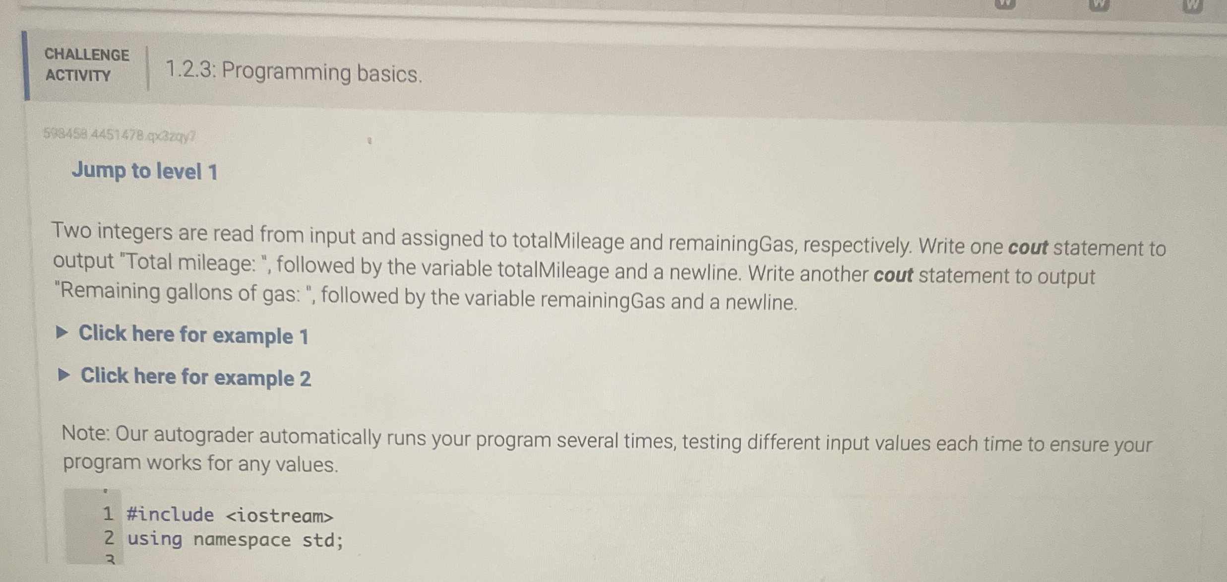 CHALLENGE ACTIVITY 1 . 2 . 3 : Programming