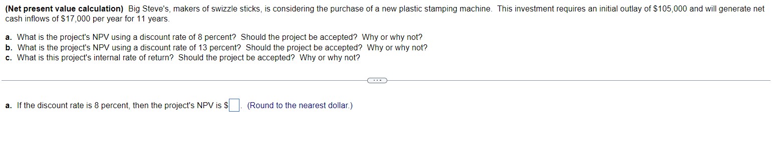 (Related to Checkpoint 11.1) (Net present value