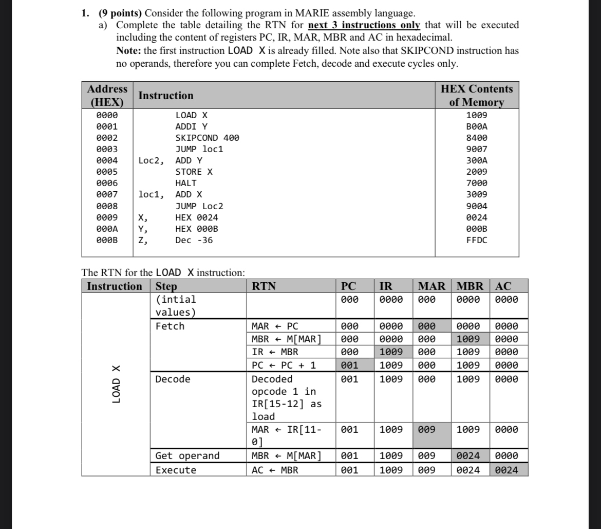 ( 9 points ) Consider the following program in