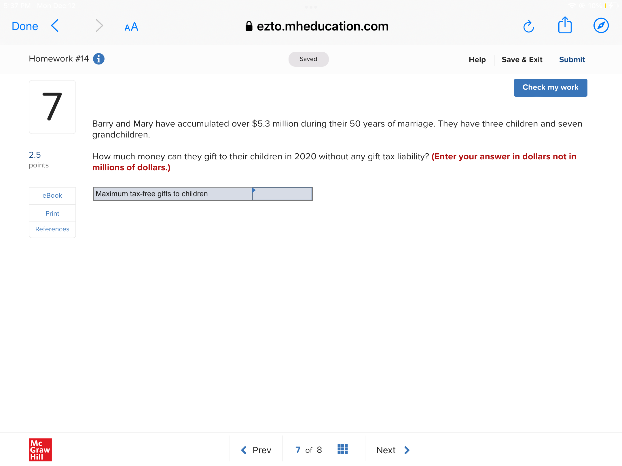 Done < AA 8 ezto.mheducation.com (L [B Homework