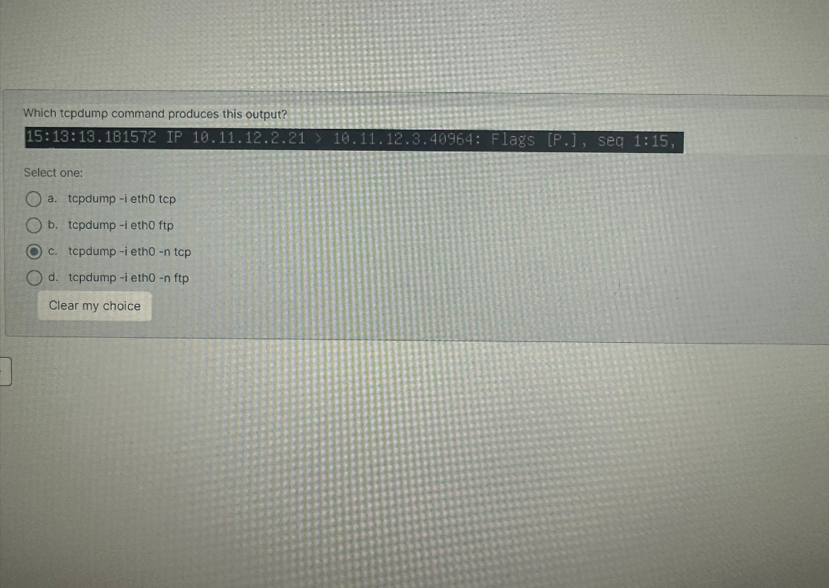 Which tcpdump command produces this output? 1 5 :