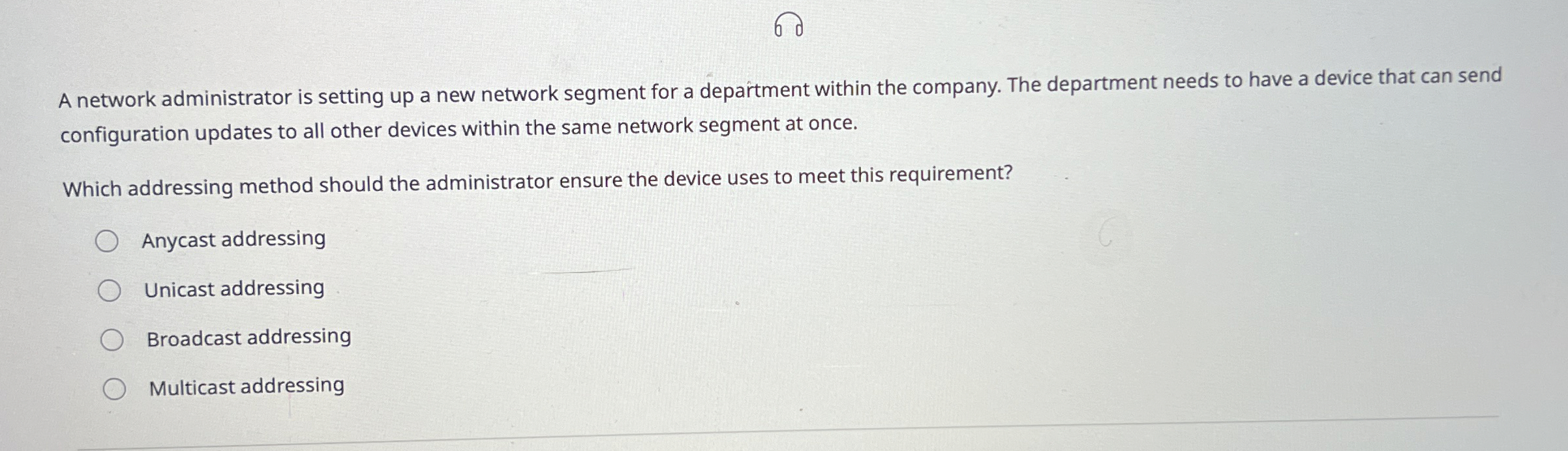 A network administrator is setting up a new