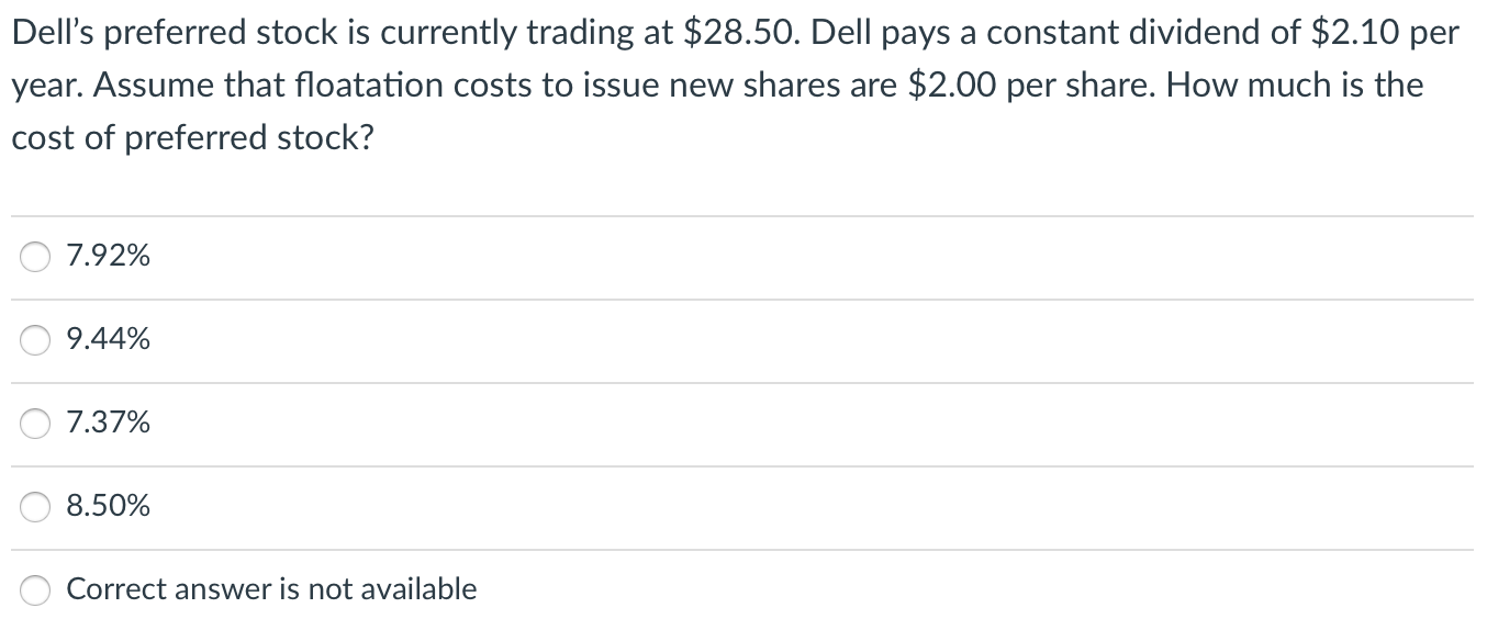 Dell's preferred stock is currently trading