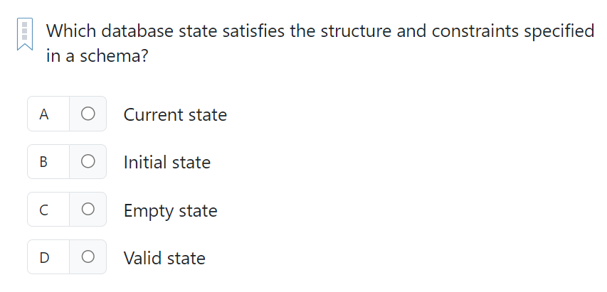 Which database state satisfies the structure and