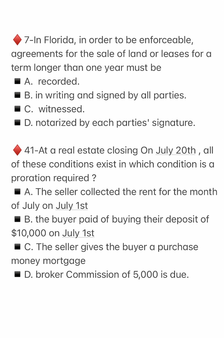 Real Estate Broker Q 7-ln Florida, in order to be