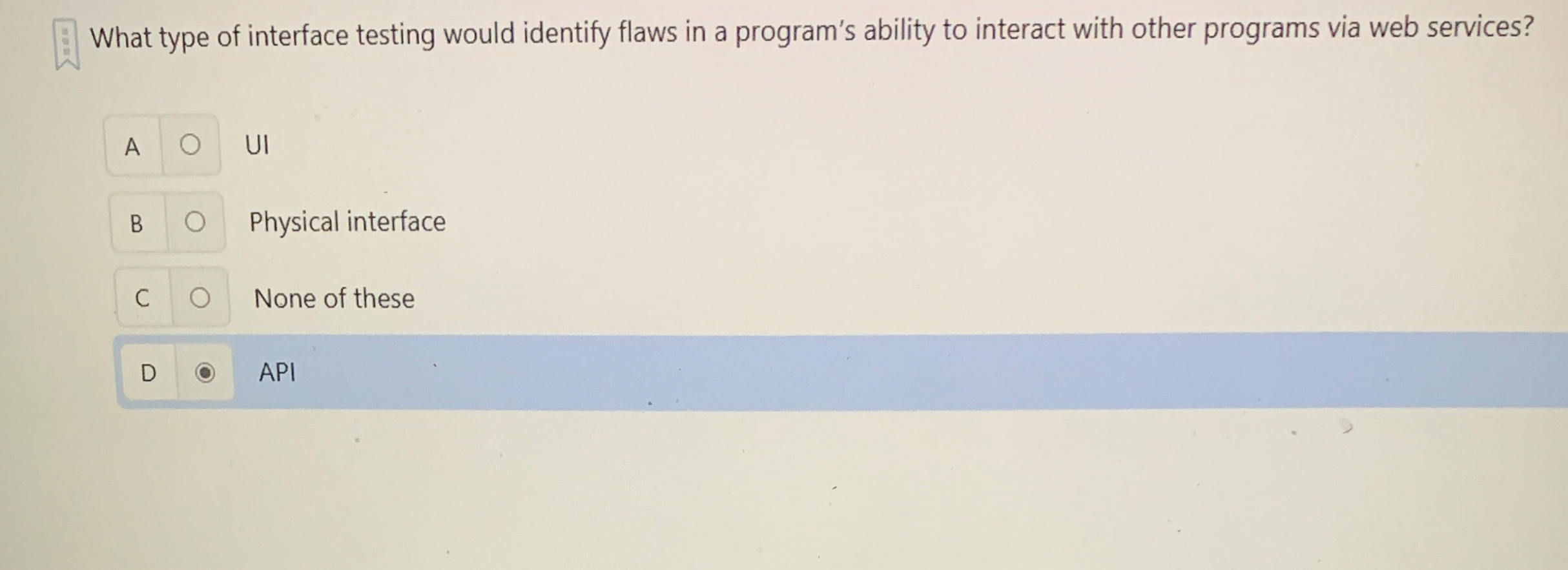 What type of interface testing would identify
