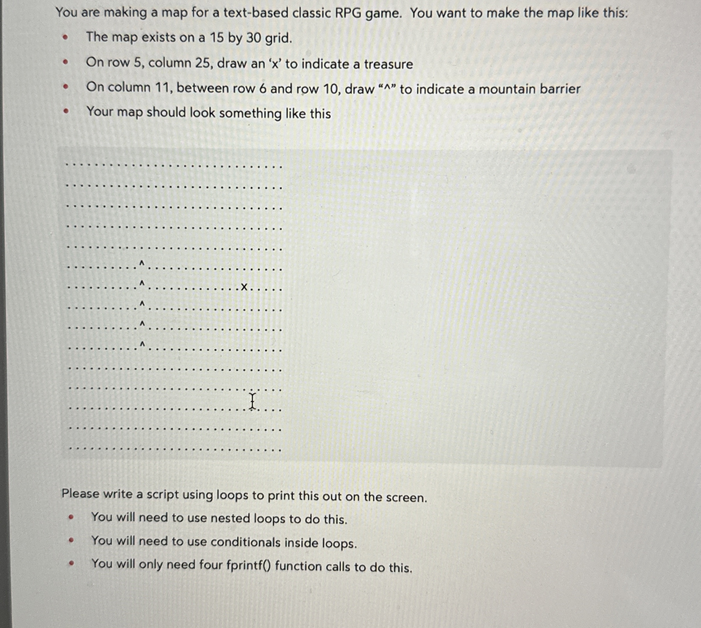 You are making a map for a text - based classic