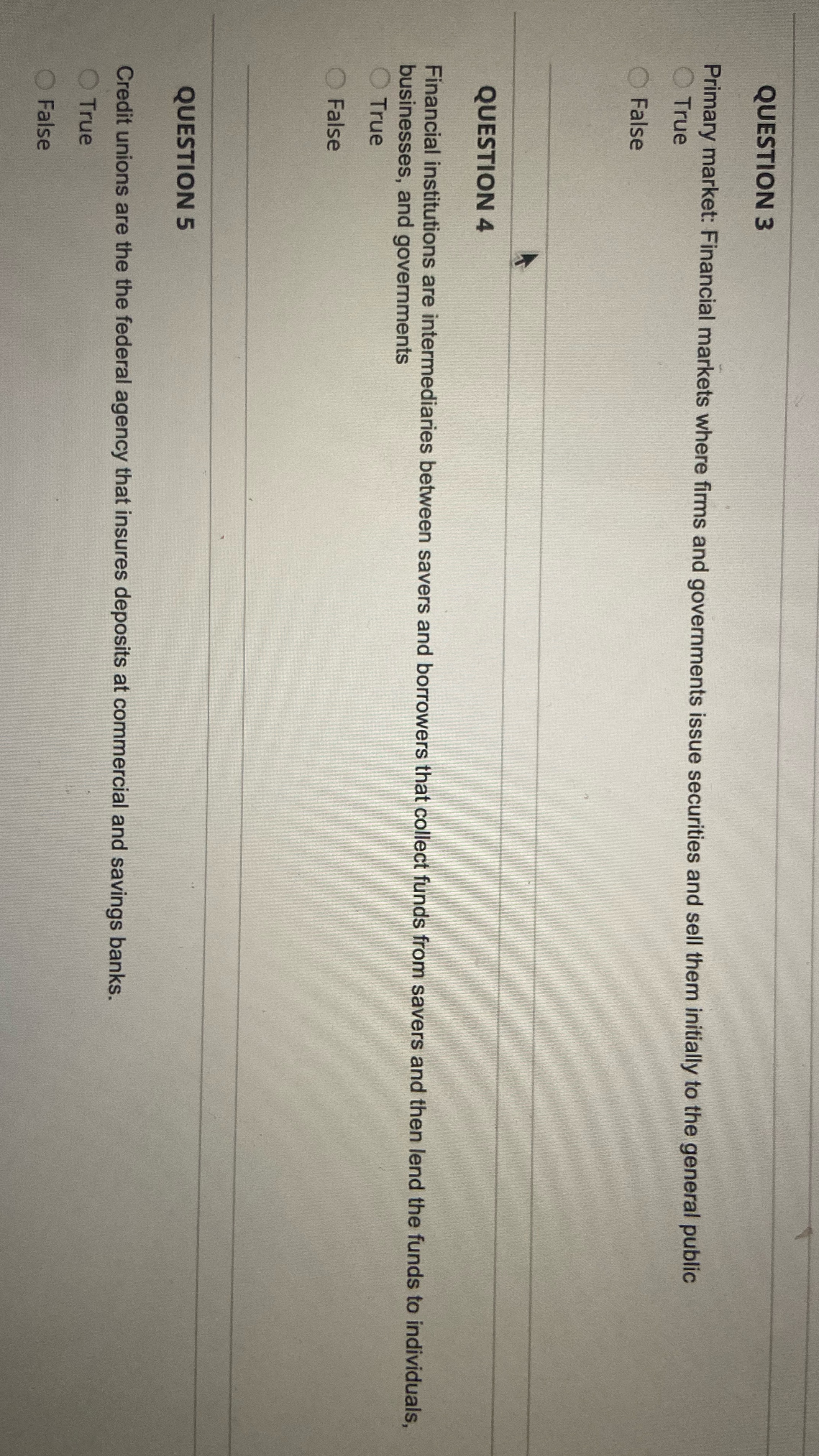 Help me QUESTION 3 Primary market: Financial
