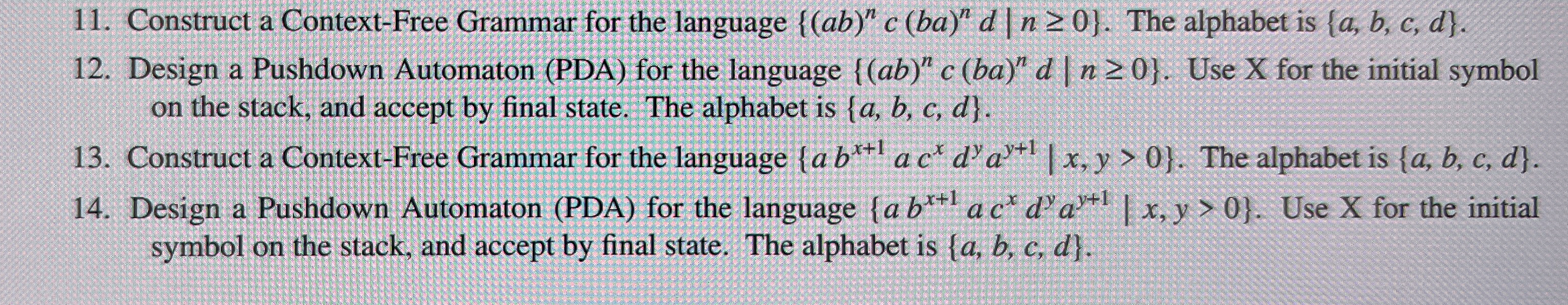 Construct a Context - Free Grammar for the