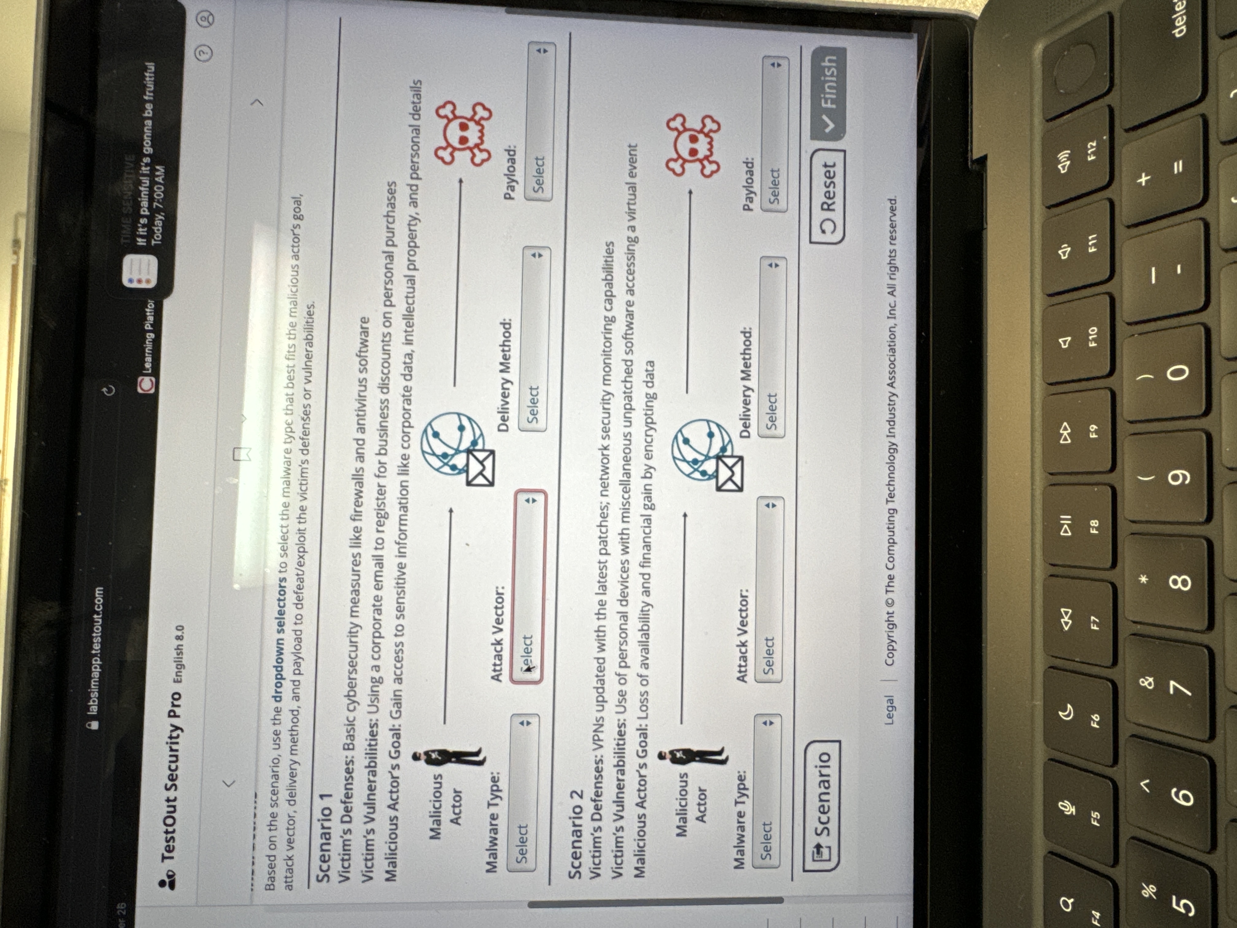 Based on the scenario, use the dropdown selectors