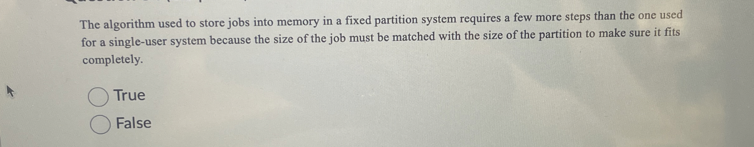 The algorithm used to store jobs into memory in a