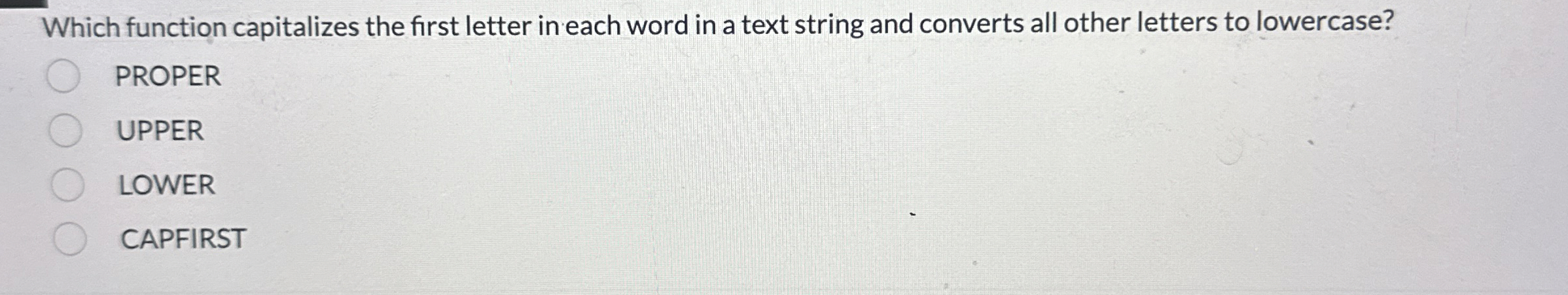 Which function capitalizes the first letter in