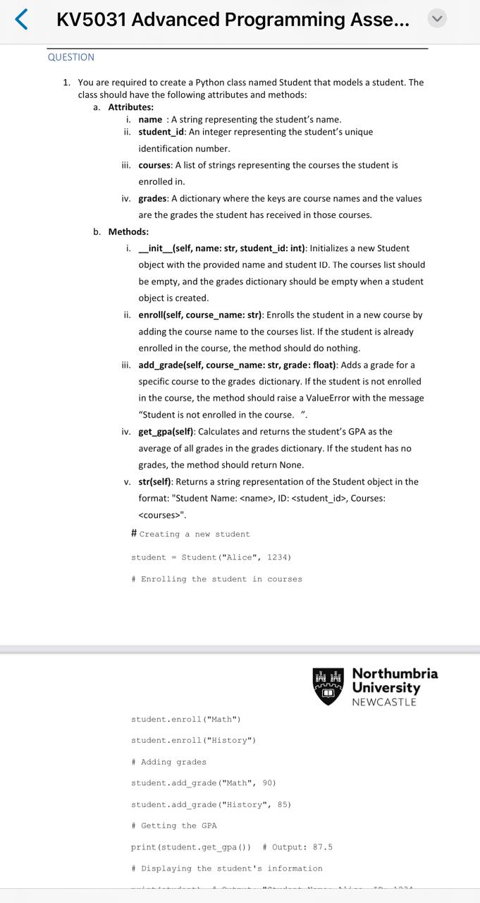 QUESTION 1 . You are required to create a Python