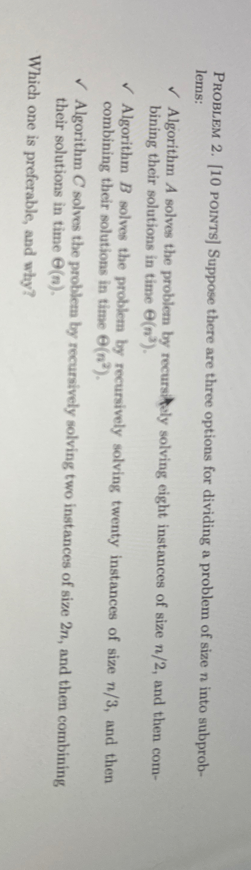 Problem 2 . [ 1 0 points ] Suppose there are