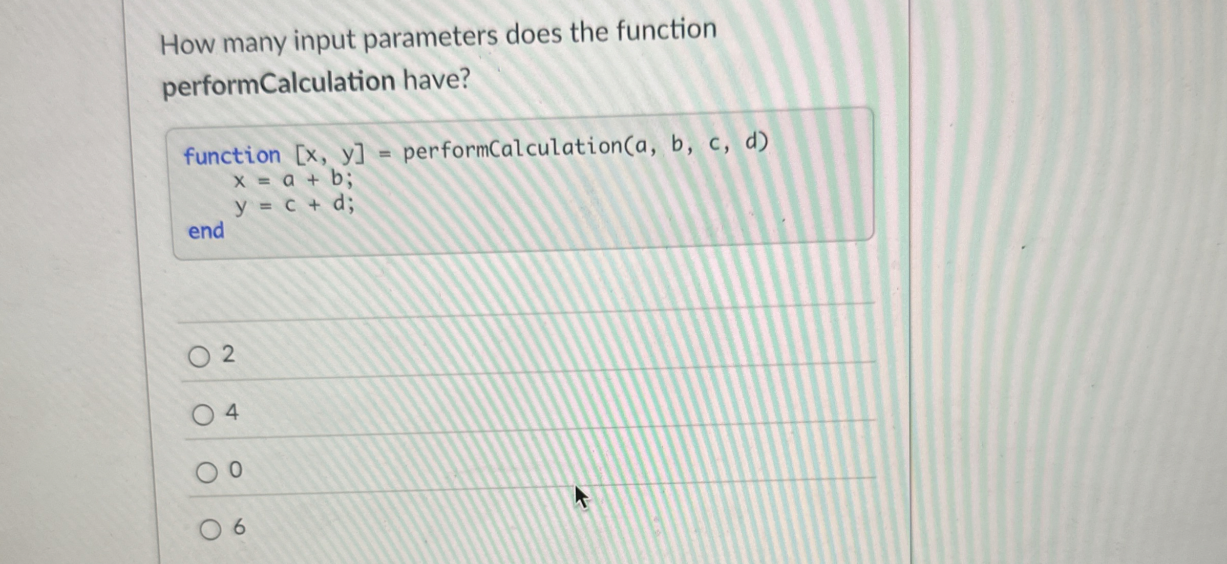 How many input parameters does the function