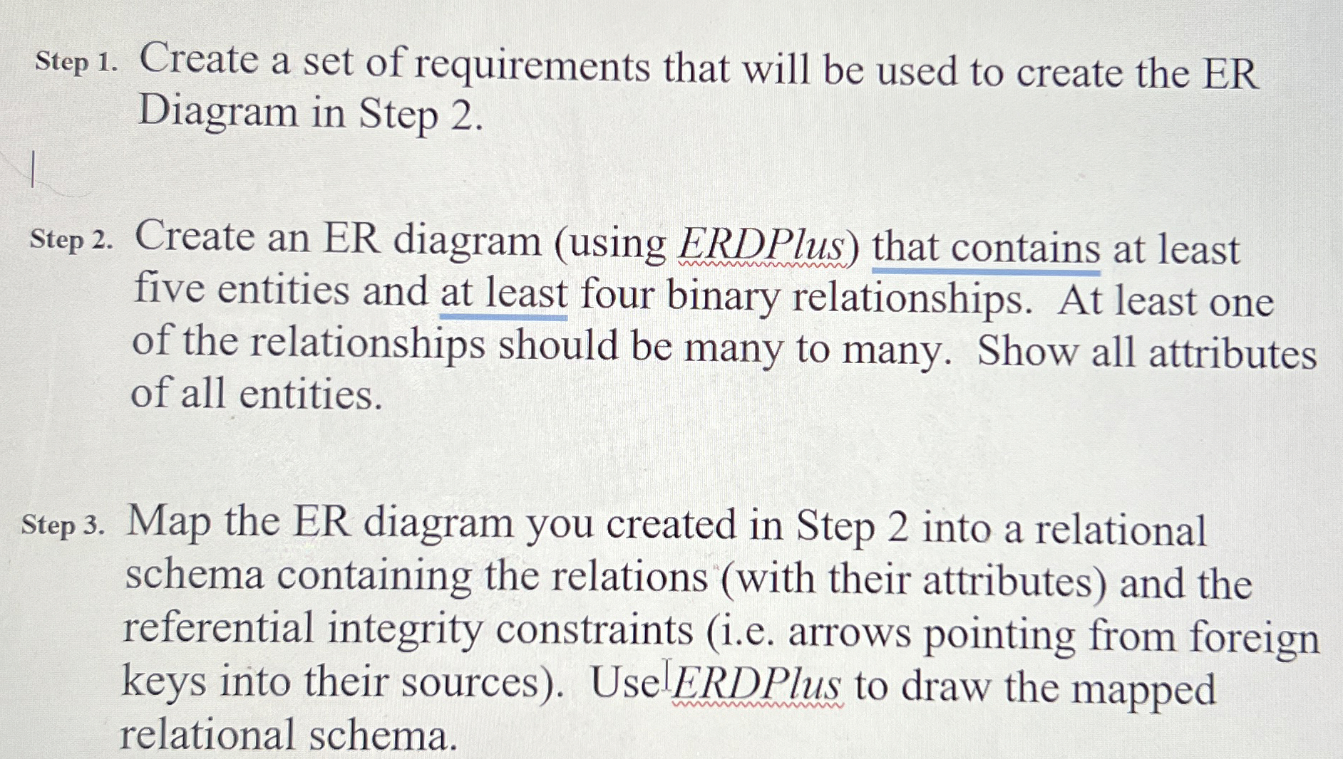 Step 1 . Create a set of requirements that will