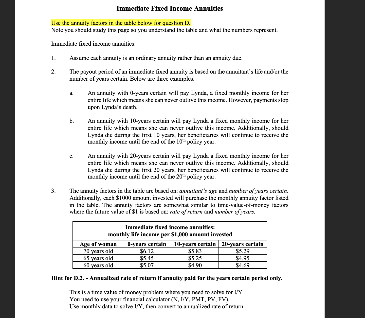 read the first page and answer the 2nd page. D.