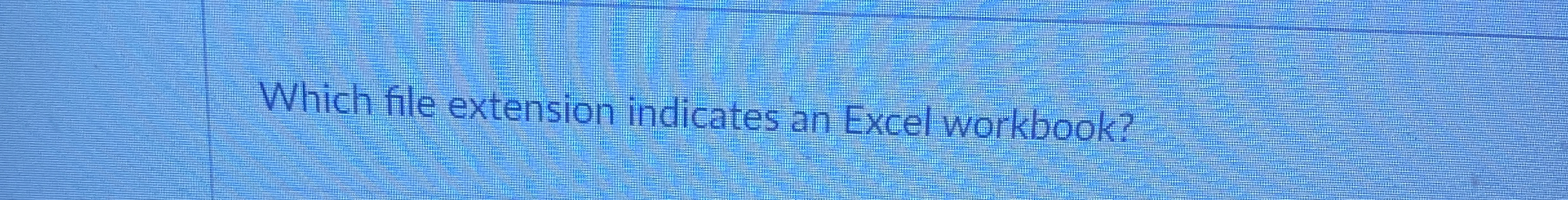 Which file extension indicates an Excel workbook?