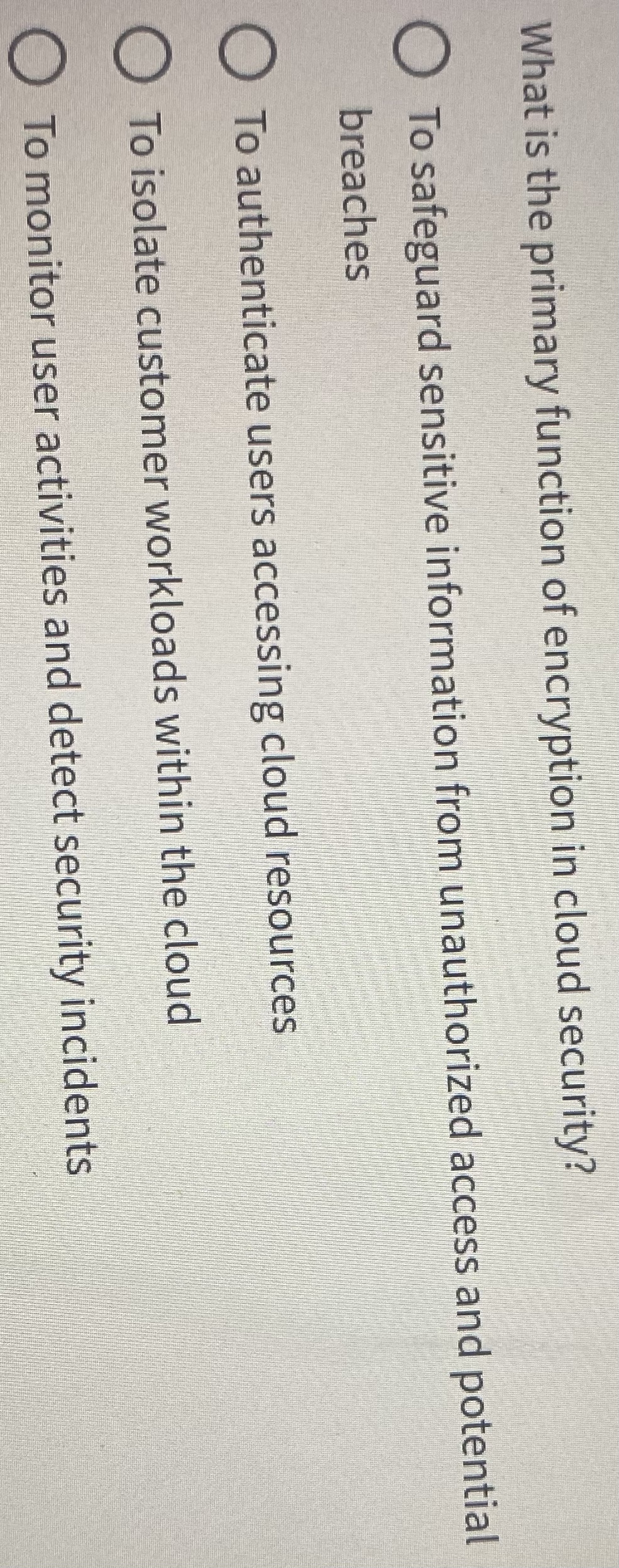 What is the primary function of encryption in