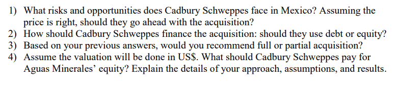 1) What risks and opportunities does Cadbury