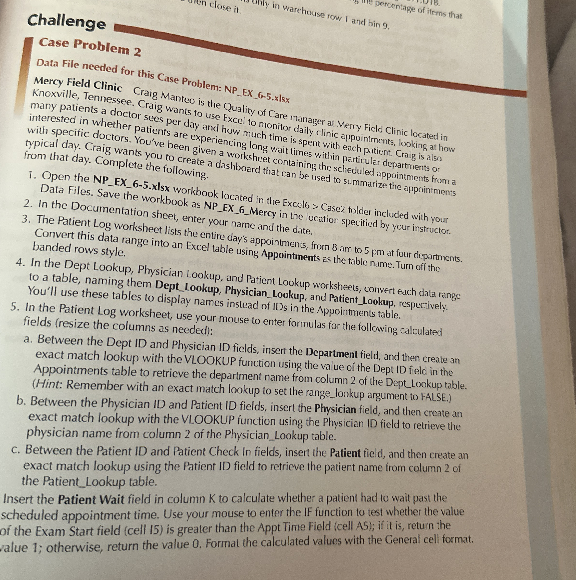 Challenge Case Problem 2 Data File needed for