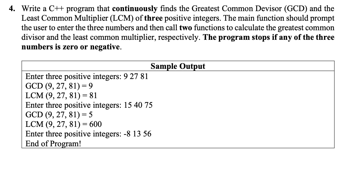 4 . Write a \ ( \ mathrm { C } + + \ ) program