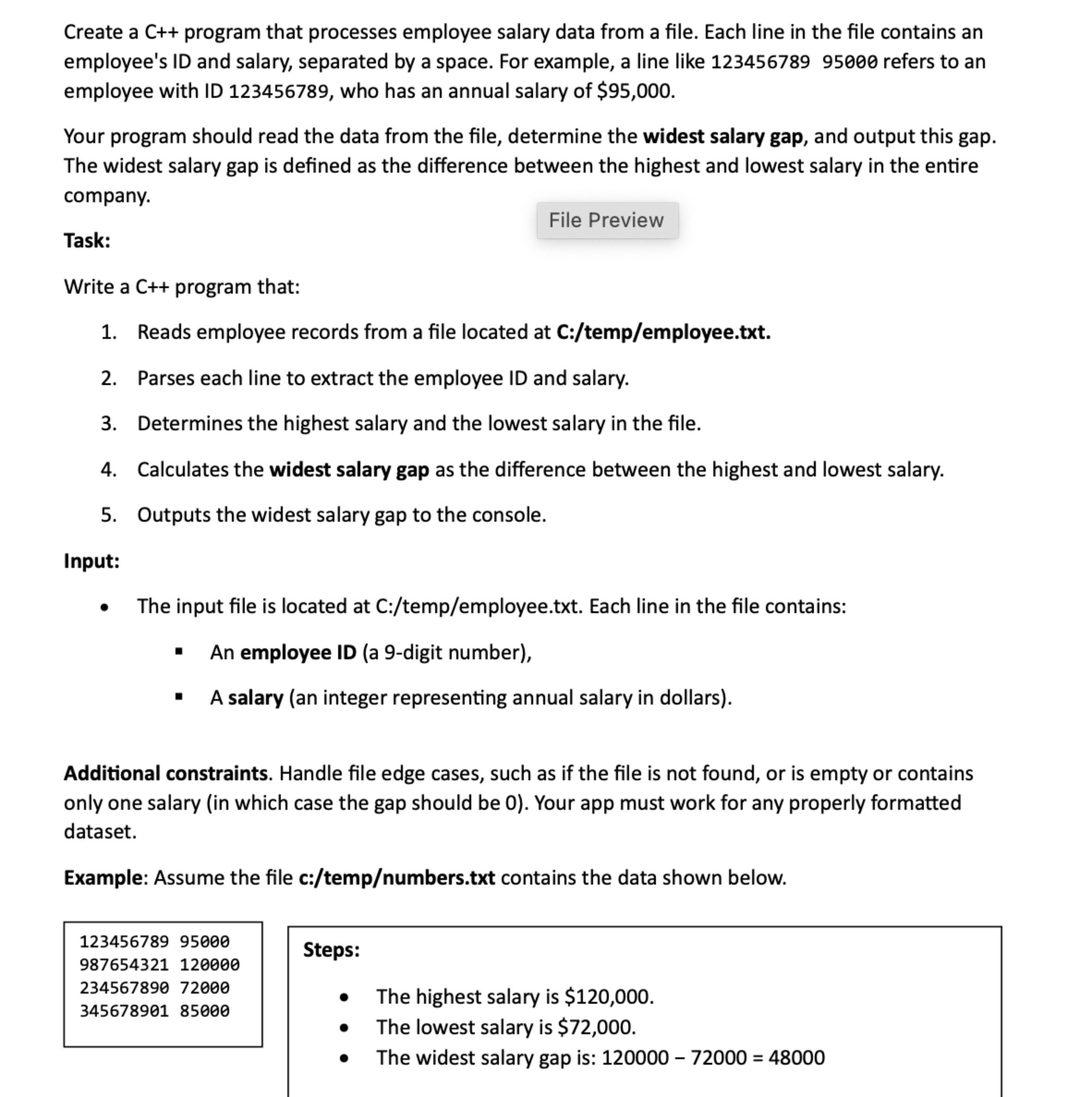 Create a C + + program that processes employee
