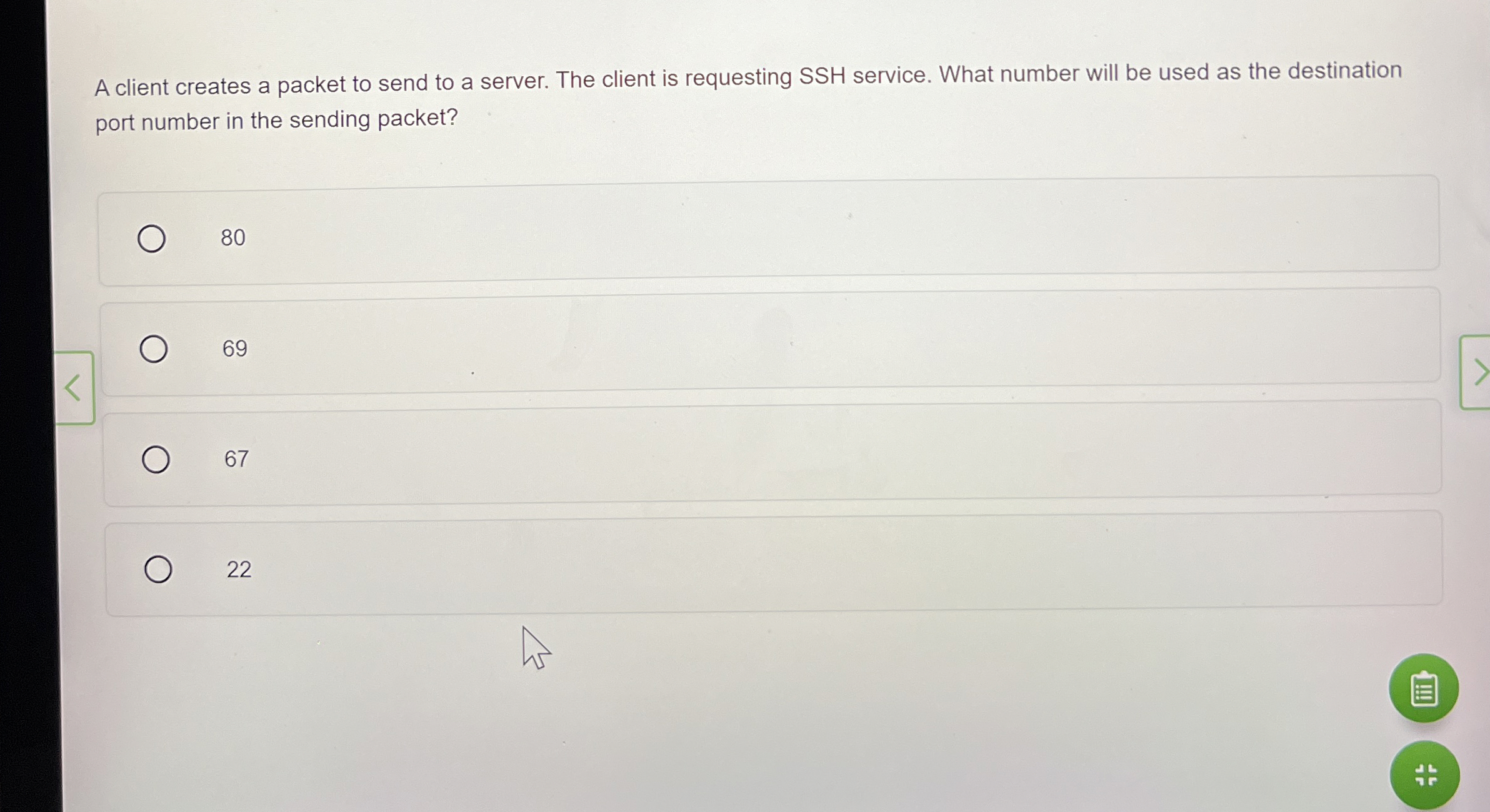 A client creates a packet to send to a server.