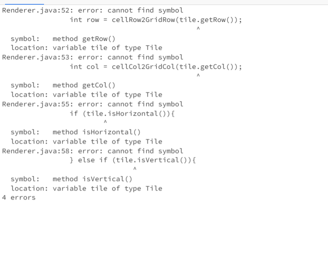I get the following errors: ` ` ` Renderer.java: