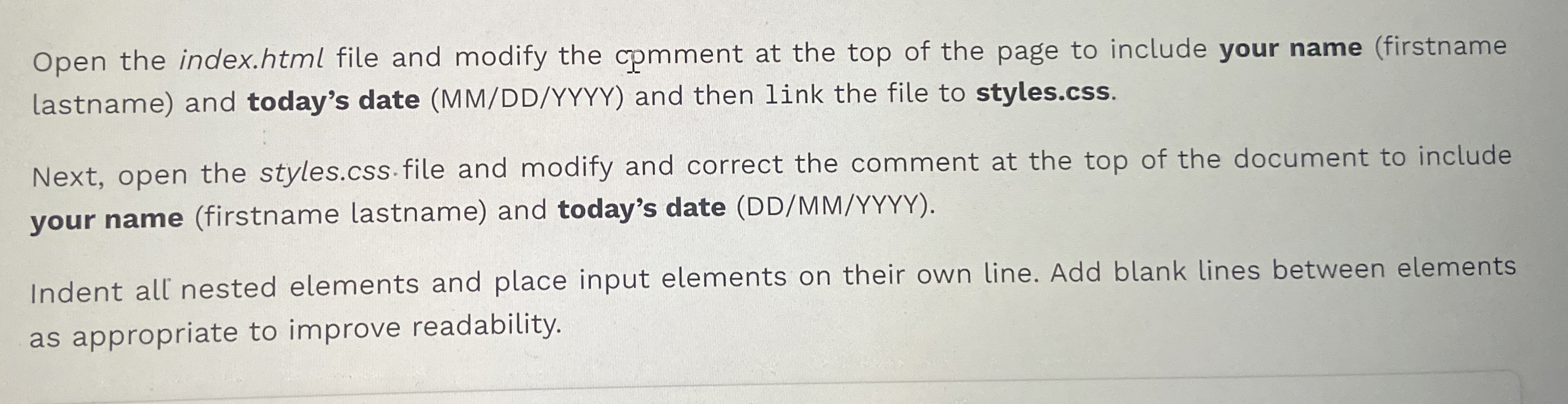 Open the index.html file and modify the cpmment